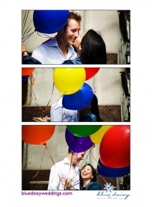 engagement portraits with balloons