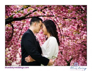 Cherry blossom engagement portrait session
