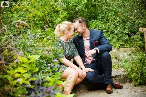 newly engaged couple in Shakespeare Garden, Central Park NYC