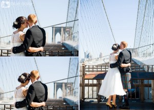 newlyweds on the Brooklyn Bridge NYC