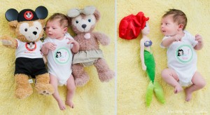 newborn baby girl with teddy bears and mermaid