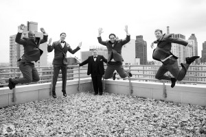 Upper East Side Manhattan bridal party jumping