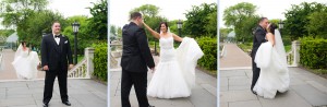 first look of bride and groom at Brooklyn Botanic Garden wedding New York