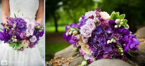 purple flowers bridal bouquet Brooklyn Botanic Garden wedding New York