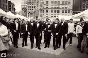 groom and groomsmen at Union Square NYC