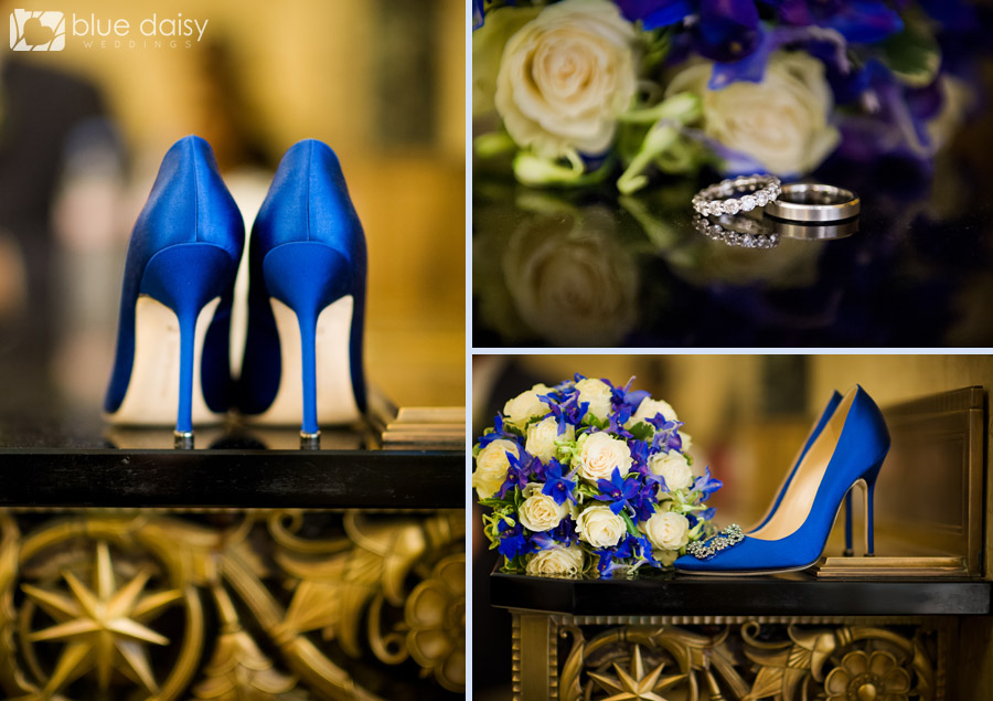 blue Manolo Blahnik wedding shoes