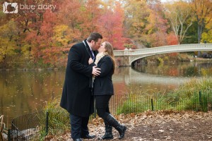 Bow Bridge, Central Park, fall engagement portraits