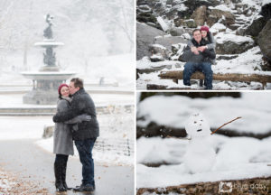 Bethesda Fountain NYC winter engagement portraits