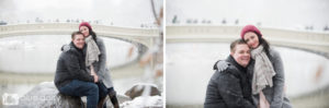 Bow Bridge, Central Park winter engagement portraits NYC