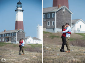 Montauk lighthouse proposal and engagement photography